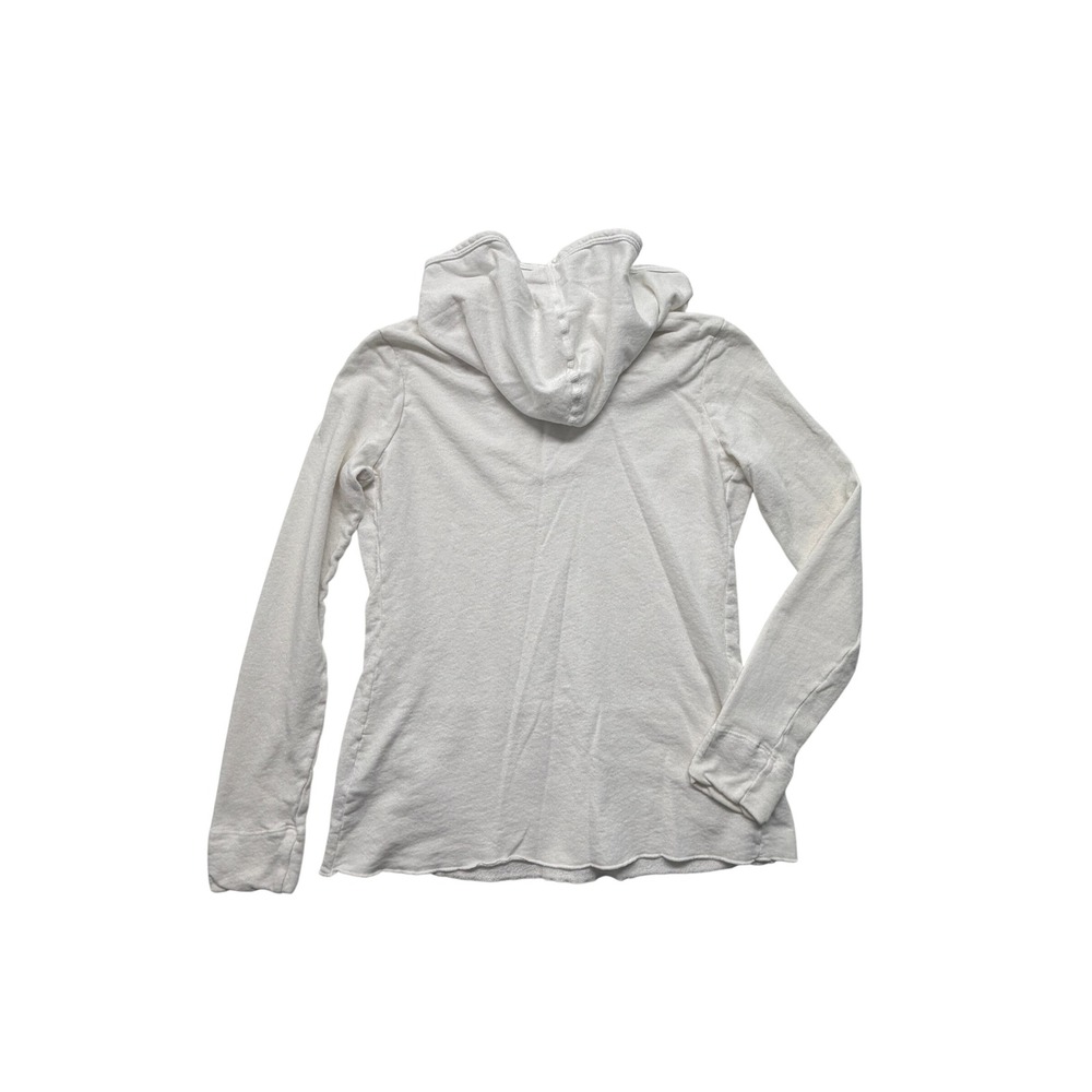 James Perse White 100% Supima Cotton Terry V-Neck Hoodie Top Size 2 M - Picture 8 of 11